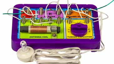 Crystal radio set using a ceramic or crystal earpiece