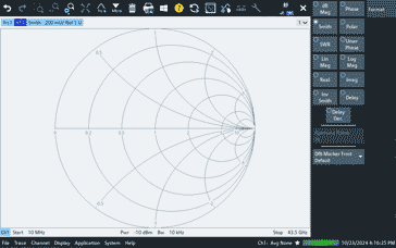 Typical Smith chart display on a test instrument