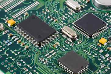 PCB design showing components and tracks