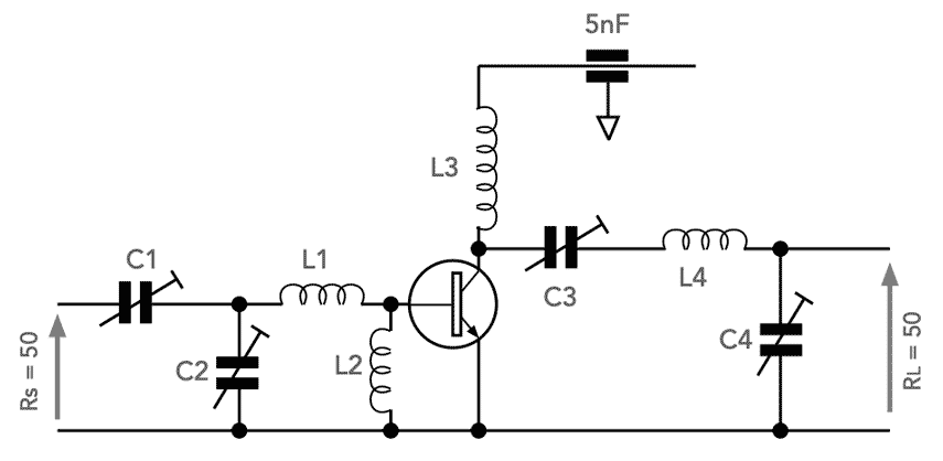 Transistor RF amplifier circuit