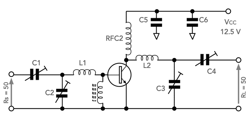 Transistor RF amplifier circuit for MRF804