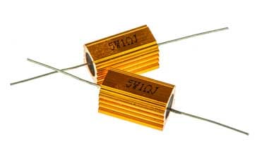 Resistor enrolado em fio revestido de alumínio adequado para aparafusar a um dissipador de calor - este é essencialmente um resistor de potência
